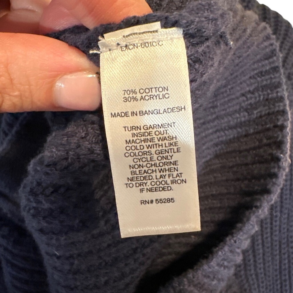 Express Fisherman Shawl Collar Cardigan Sweater Navy Blue Ribbed Knit MEDIUM - Picture 5 of 9